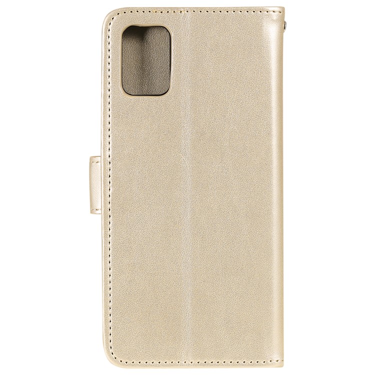 Gedruckte Blumeneule -leder -telefonhülle Für Samsung Galaxy A71 - Gold-3