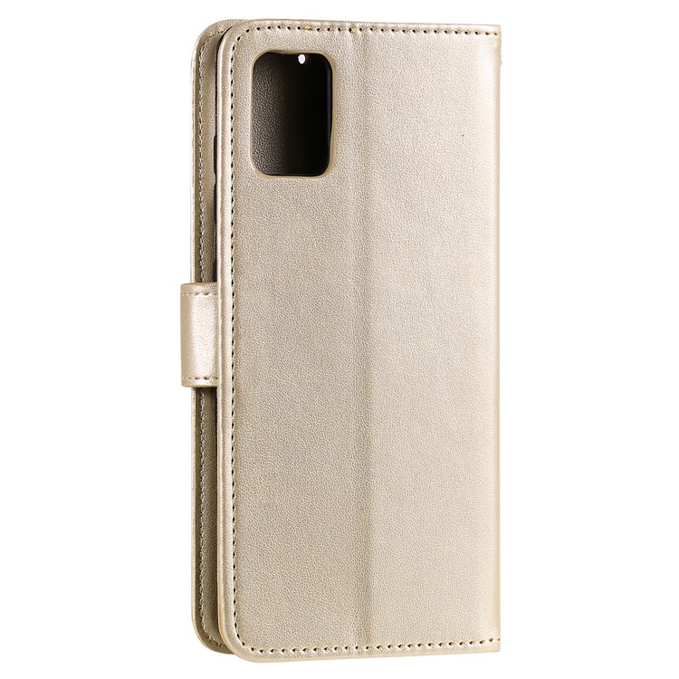 Imprinted Flower Owl Leather Phone Case for Samsung Galaxy A71 - Gold-5