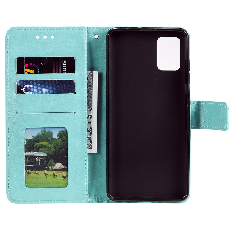 Case de Teléfono de Cuero de Búho de Flores Impreso Para Samsung Galaxy A71 - Verde-6