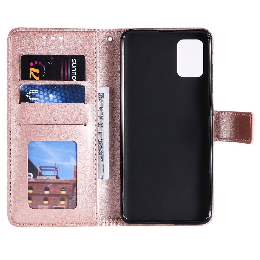 Imprint Flower Leather Wallet Phone Casing for Samsung Galaxy A71 - Rose Gold-6