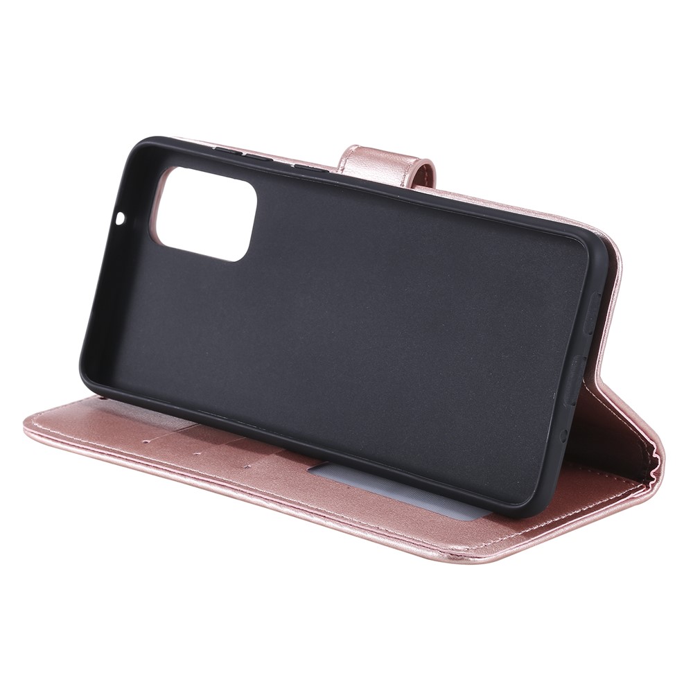 Imprint Flower Leather Wallet Phone Casing for Samsung Galaxy S20 Plus - Rose Gold-7