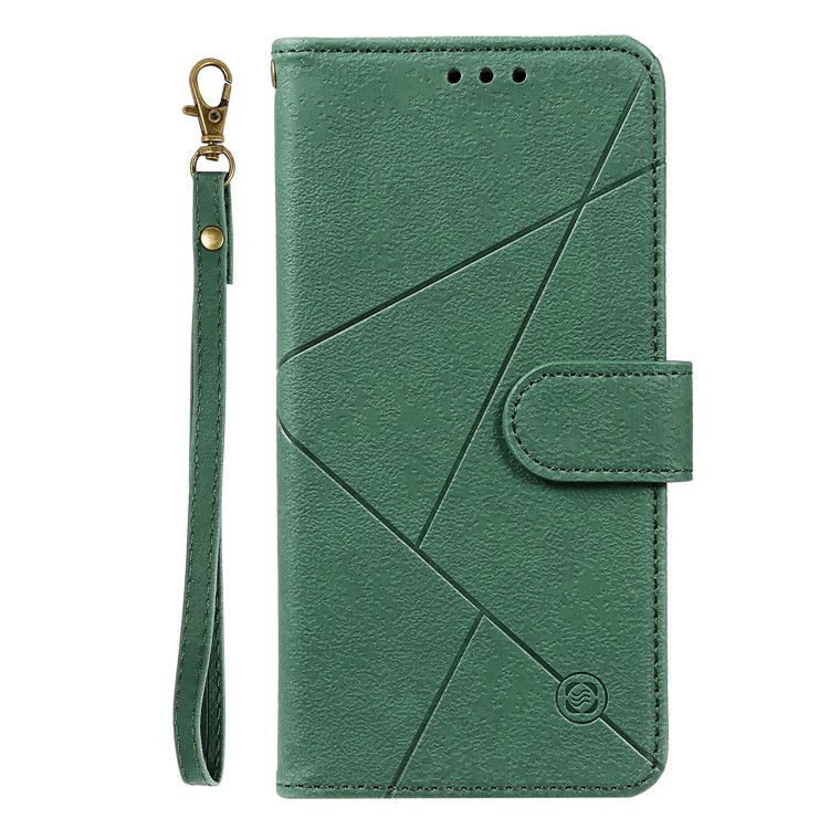 Rhombus Pattern Wallet Stand Leather Phone Cover with Strap Casing for Samsung Galaxy S10 Plus - Green-3