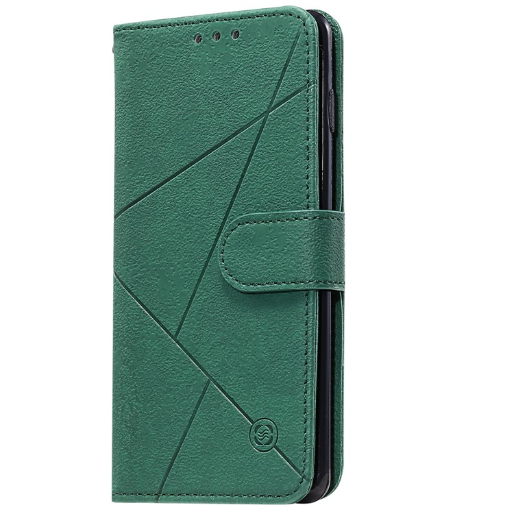 Rhombus Pattern Wallet Stand Leather Phone Cover with Strap Casing for Samsung Galaxy S10 Plus - Green-5