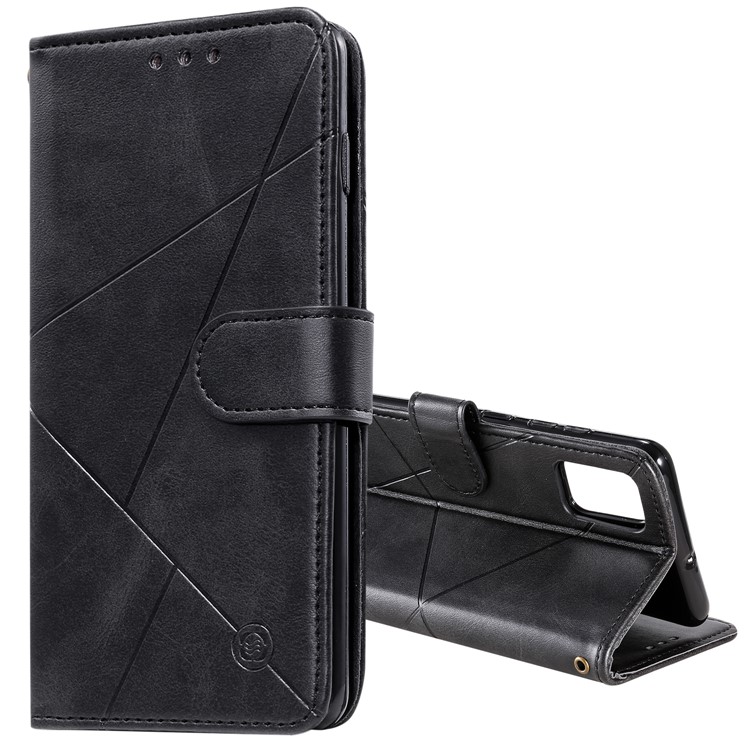 Rhombus Pattern Wallet Stand Leather Phone Cover Casing with Strap for Samsung Galaxy A51 - Black-2