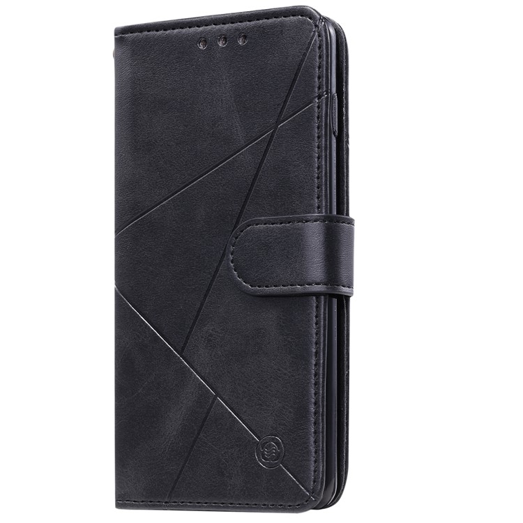 Rhombus Pattern Wallet Stand Leather Phone Cover Casing with Strap for Samsung Galaxy A51 - Black-5