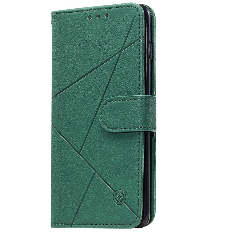 Geometric Style Wallet Leather Case with Lanyard for Samsung Galaxy A71 A715 - Green-2