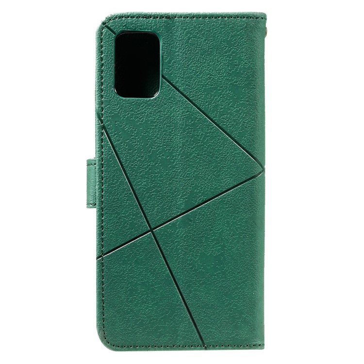 Geometric Style Wallet Leather Case with Lanyard for Samsung Galaxy A71 A715 - Green-5