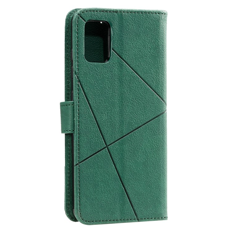 Geometric Style Wallet Leather Case with Lanyard for Samsung Galaxy A71 A715 - Green-6