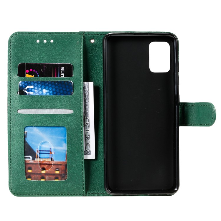 Geometric Style Wallet Leather Case with Lanyard for Samsung Galaxy A71 A715 - Green-7