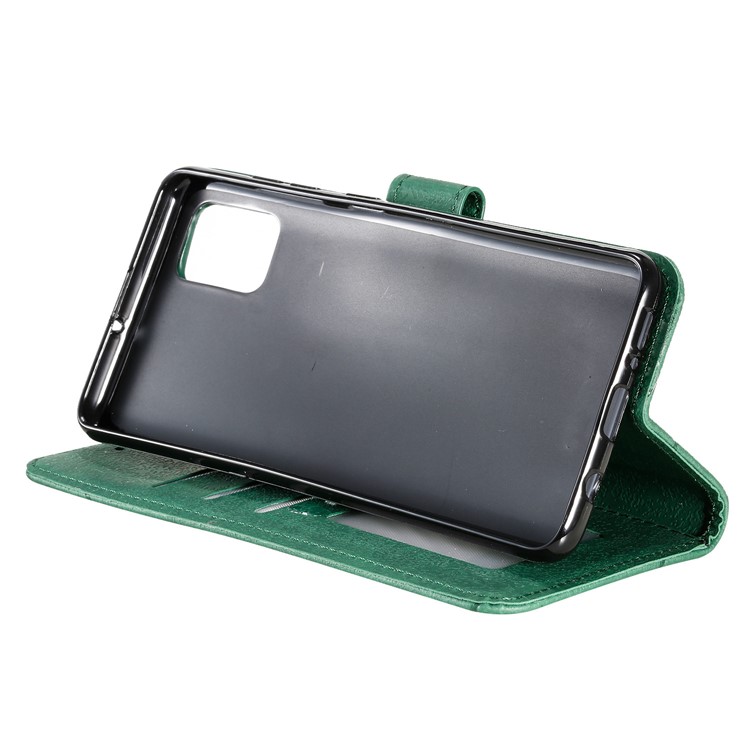 Geometric Style Wallet Leather Case with Lanyard for Samsung Galaxy A71 A715 - Green-9