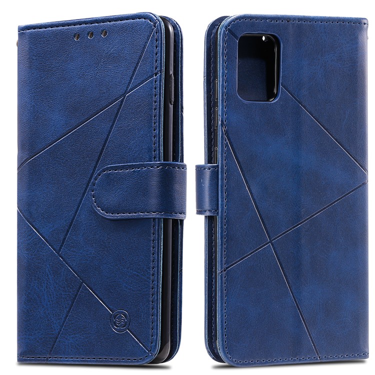Geometric Style Wallet Leather Case with Lanyard for Samsung Galaxy A71 A715 - Blue-1