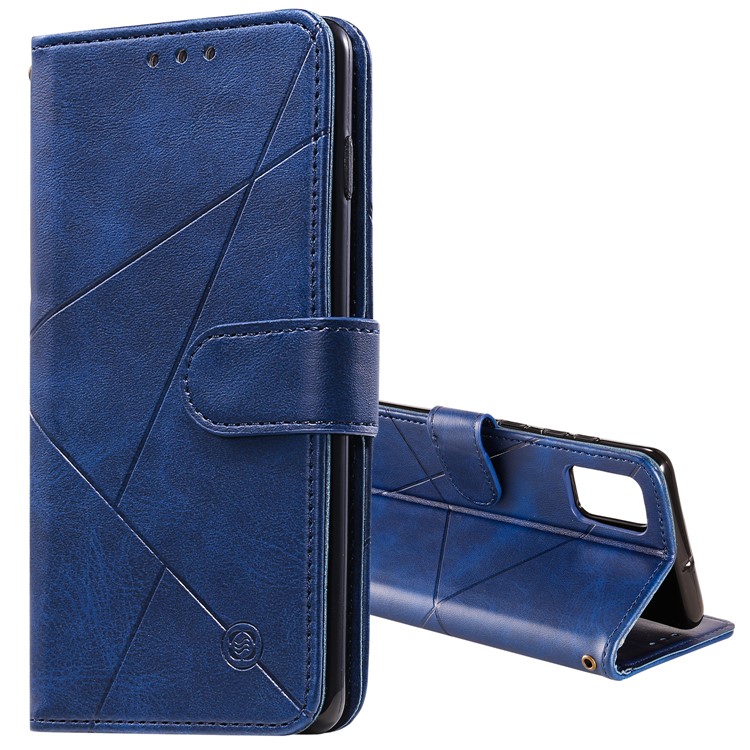 Geometric Style Wallet Leather Case with Lanyard for Samsung Galaxy A71 A715 - Blue-2