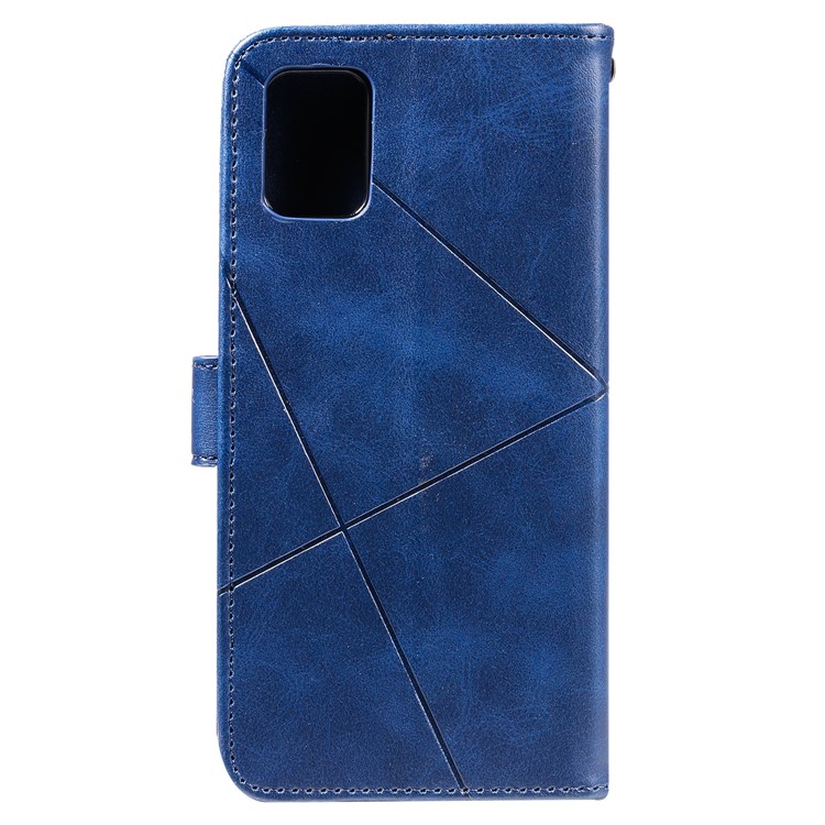 Geometric Style Wallet Leather Case with Lanyard for Samsung Galaxy A71 A715 - Blue-4