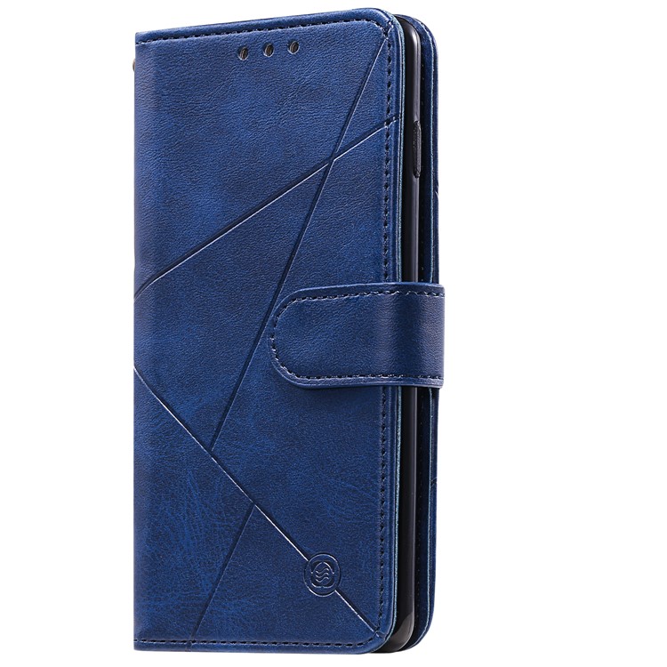 Geometric Style Wallet Leather Case with Lanyard for Samsung Galaxy A71 A715 - Blue-5