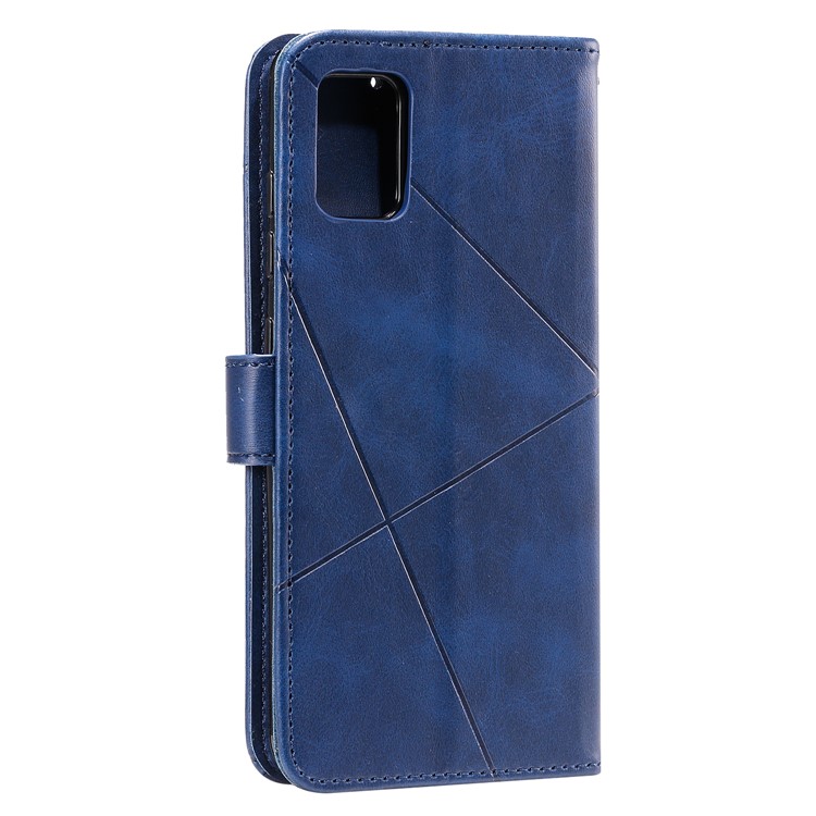 Geometric Style Wallet Leather Case with Lanyard for Samsung Galaxy A71 A715 - Blue-6