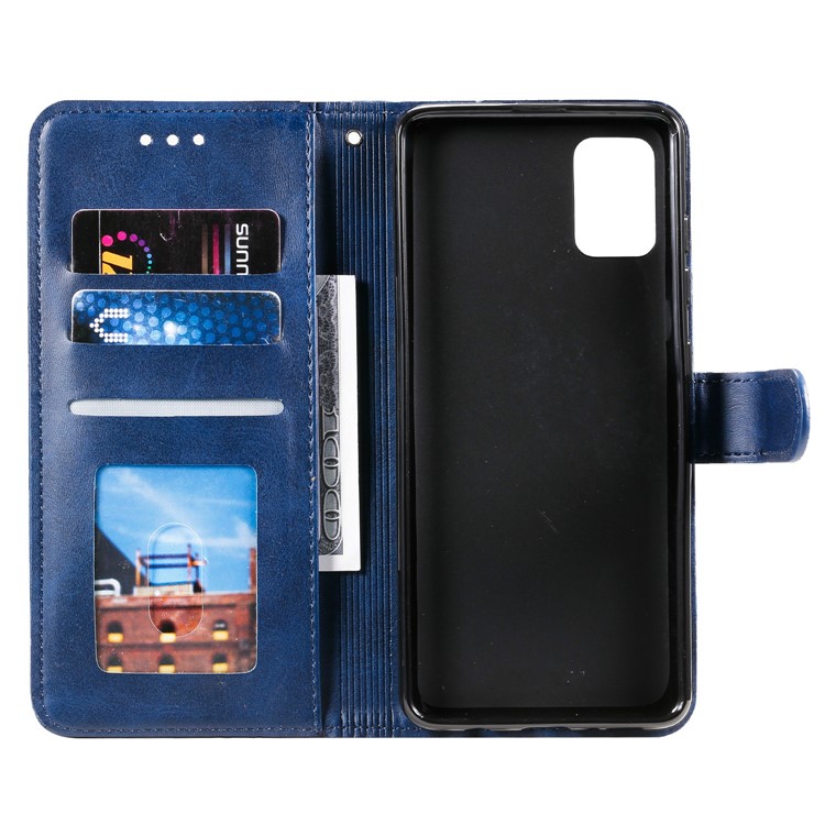 Geometric Style Wallet Leather Case with Lanyard for Samsung Galaxy A71 A715 - Blue-7