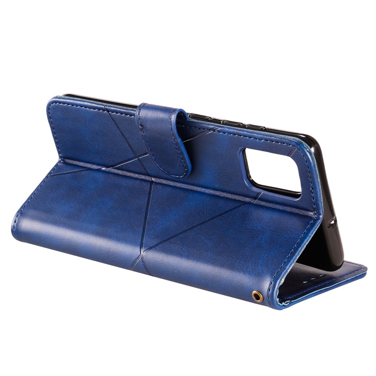 Geometric Style Wallet Leather Case with Lanyard for Samsung Galaxy A71 A715 - Blue-8