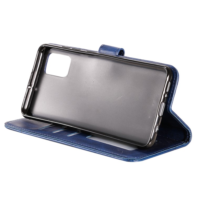 Geometric Style Wallet Leather Case with Lanyard for Samsung Galaxy A71 A715 - Blue-9