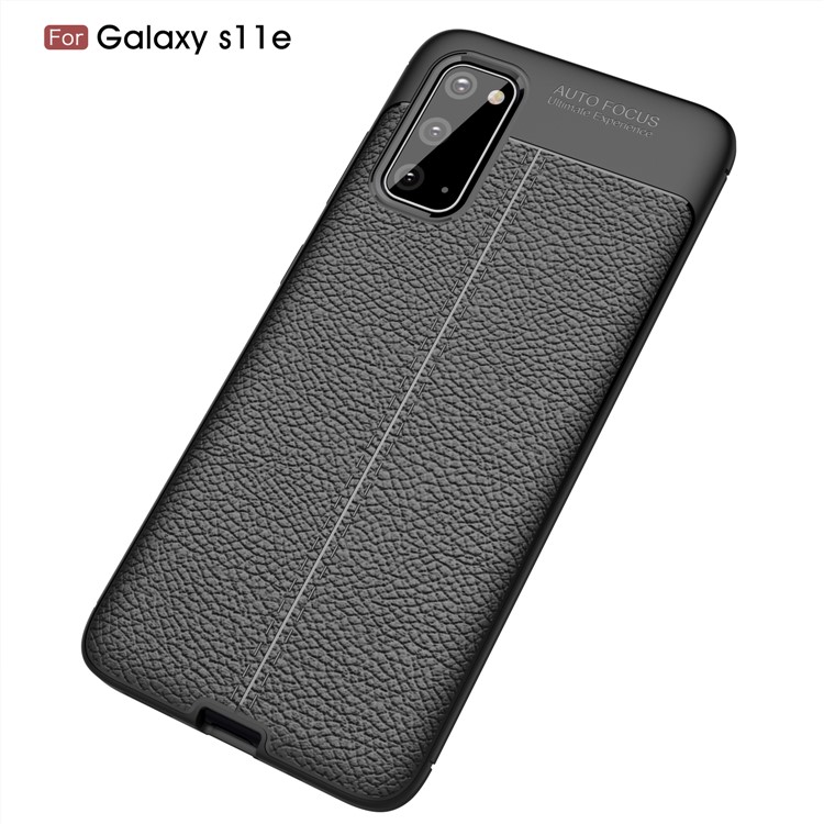 Litchi Skin TPU Case for Samsung Galaxy S20 - Black-3