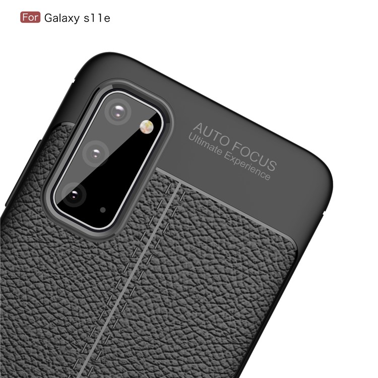 Custodia TPU Della Pelle Litchi Per Samsung Galaxy S20 4G/S20 5G - Nero-6