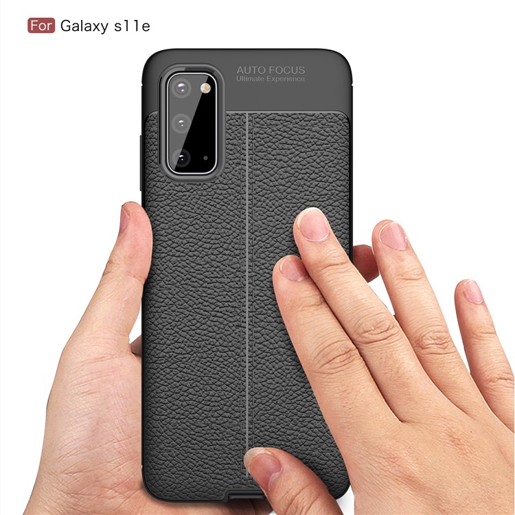 Litchi Skin TPU Case for Samsung Galaxy S20 - Black-8