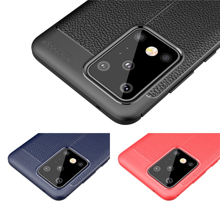 Litchi Texture TPU Back Phone Case for Samsung Galaxy S20 Ultra - Black-12