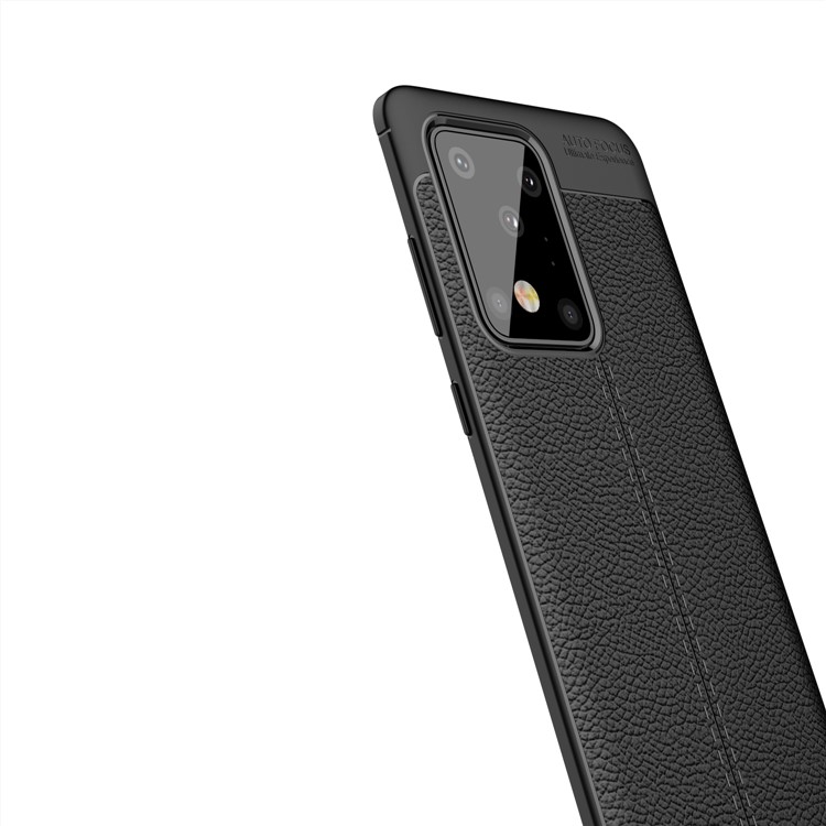 Litchi Texture TPU Back Phone Case for Samsung Galaxy S20 Ultra - Black-3