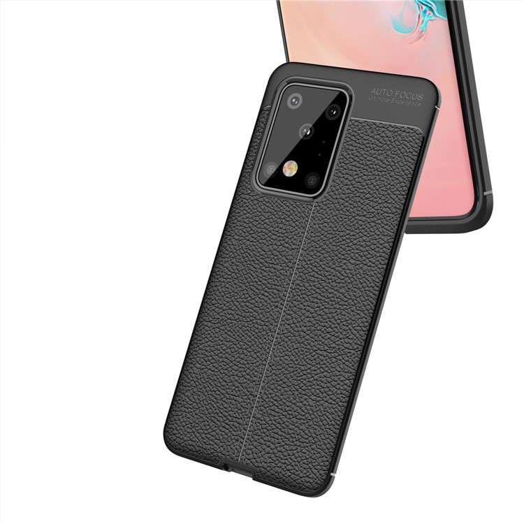Litchi Texture TPU Back Phone Case for Samsung Galaxy S20 Ultra - Black-5
