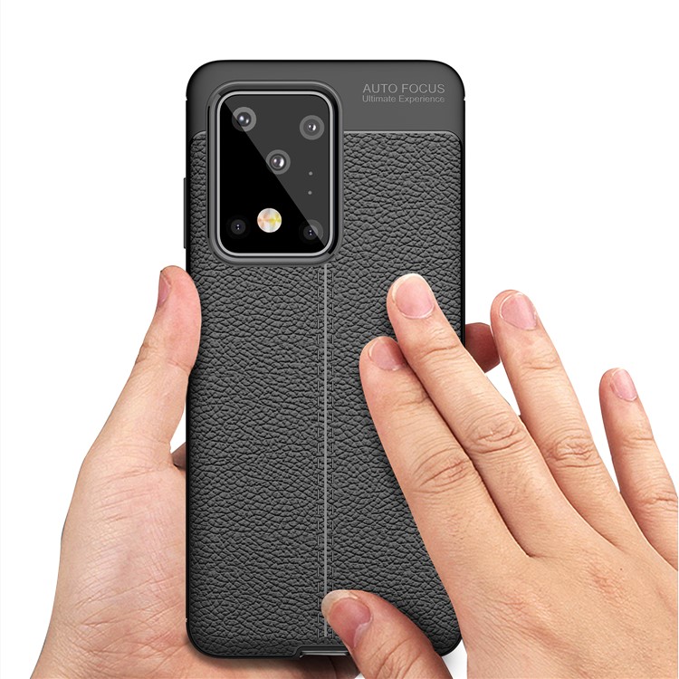 Litchi Texture TPU Back Phone Case for Samsung Galaxy S20 Ultra - Black-6