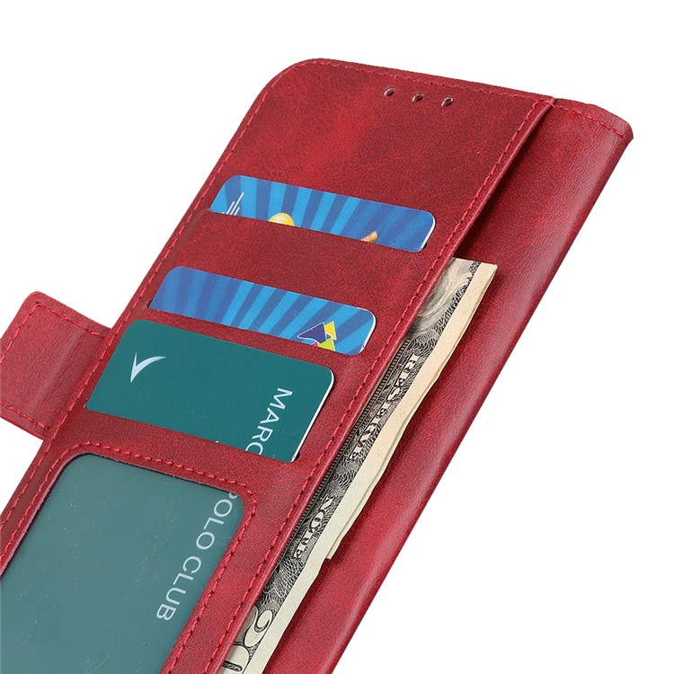 Brieftasche Stand Magnetischer Verschlussleder Hülle Hülle Für Samsung Galaxy A71 - Rot-5