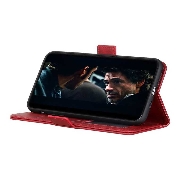 Brieftasche Stand Magnetischer Verschlussleder Hülle Hülle Für Samsung Galaxy A71 - Rot-6