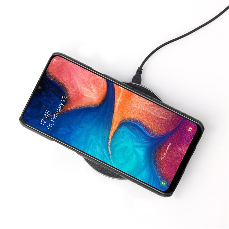 PU Leather Coated PC Protective Cover for Samsung Galaxy A20s - Carbon Fiber Texture-6