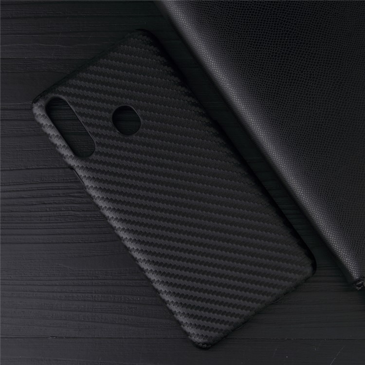 PU Leather Coated PC Protective Cover for Samsung Galaxy A20s - Carbon Fiber Texture-7
