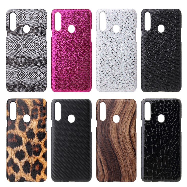 PU Leather Coated PC Protective Cover for Samsung Galaxy A20s - Carbon Fiber Texture-8