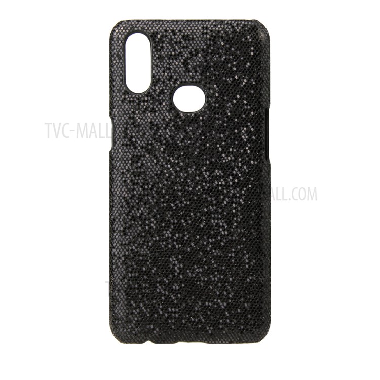 PU Leather Coated Hard PC Phone Case for Samsung Galaxy A10s - Black Glitter Powder-1