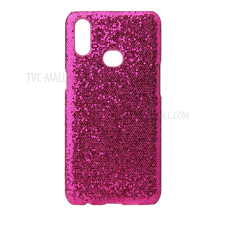 PU Leather Coated Hard PC Phone Case for Samsung Galaxy A10s - Rose Glittery Sequins-1