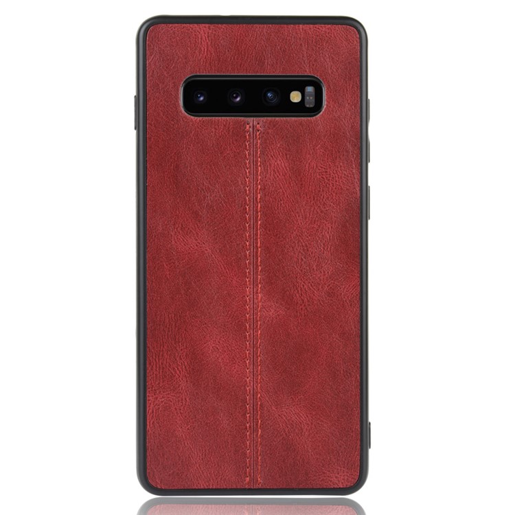 Leather Coated PC + TPU Hybrid Cover Cell Phone Case for Samsung Galaxy S10 - Red-3