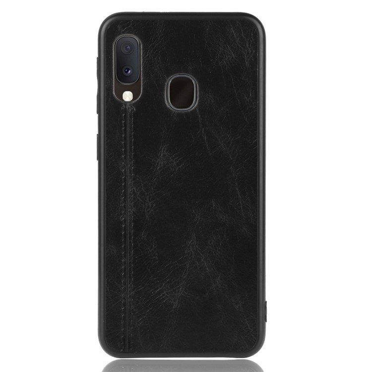 Leather Coated PC + TPU Hybrid Phone Shell Casing for Samsung Galaxy A20e - Black-3