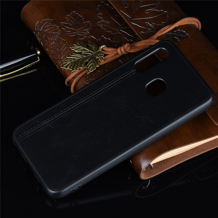Leather Coated PC + TPU Hybrid Phone Shell Casing for Samsung Galaxy A20e - Black-9