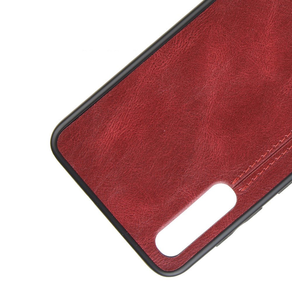 Leather Coated PC + TPU Protection Phone Shell Cover for Samsung Galaxy A70 - Red-2