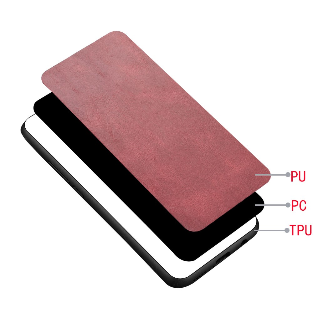 Cover de Proteção de Proteção PC + TPU Revestida Com Couro Para Samsung Galaxy A70 - Vermelho