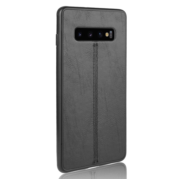 Leather Coated PC + TPU Phone Case for Samsung Galaxy S10 Plus - Black-4