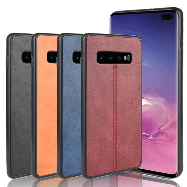 Leather Coated PC + TPU Phone Case for Samsung Galaxy S10 Plus - Black-7