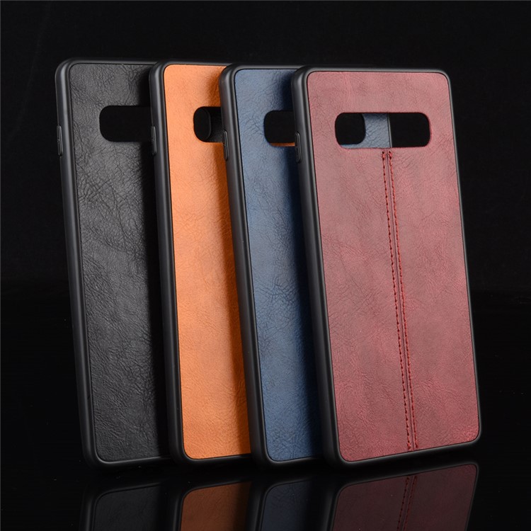 Leather Coated PC + TPU Phone Case for Samsung Galaxy S10 Plus - Black-8