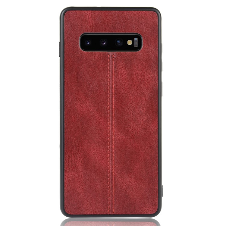 Leather Coated PC + TPU Phone Case for Samsung Galaxy S10 Plus - Red-3