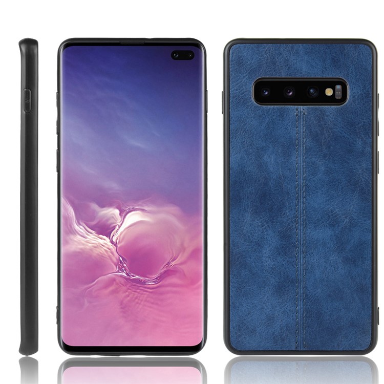 Leather Coated PC + TPU Phone Case for Samsung Galaxy S10 Plus - Blue-1