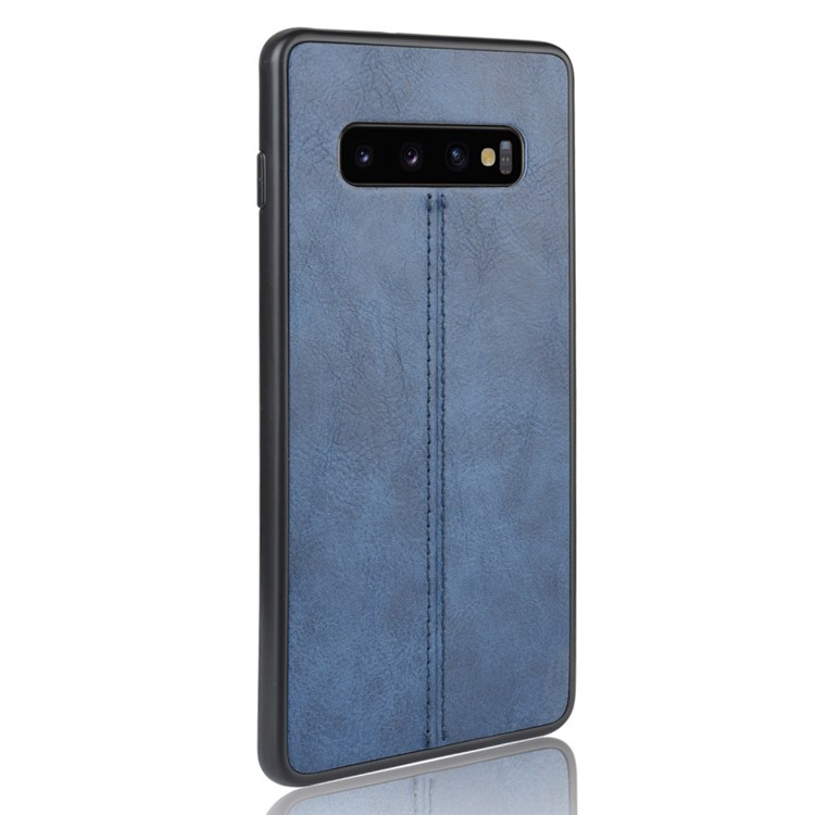 Leather Coated PC + TPU Phone Case for Samsung Galaxy S10 Plus - Blue-4