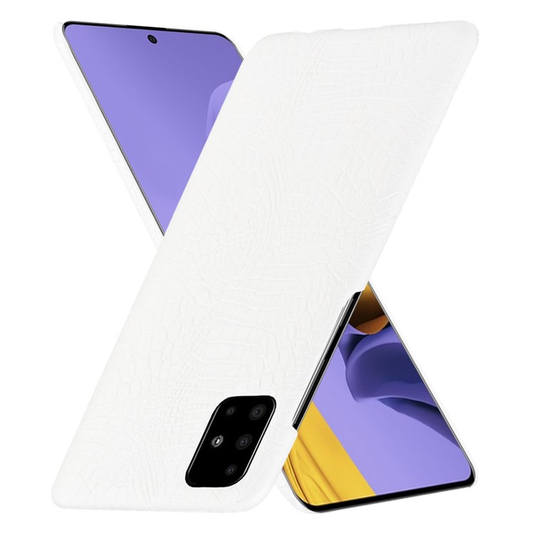 Crocodile Skin PU Leather Coated Hard Plastic Cell Phone Case for Samsung Galaxy A51 - White-2