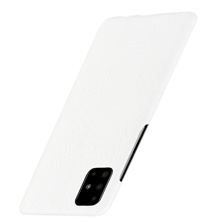 Crocodile Skin PU Leather Coated Hard Plastic Cell Phone Case for Samsung Galaxy A51 - White-3