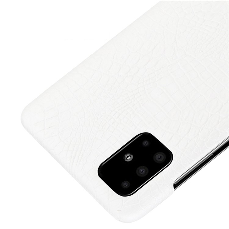 Crocodile Skin PU Leather Coated Hard Plastic Cell Phone Case for Samsung Galaxy A51 - White-4